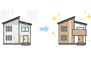 被害状況に応じた補修や全面張替えにも対応のイメージ