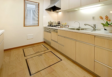 戸建てキッチン＋収納棚側面も施工のイメージ