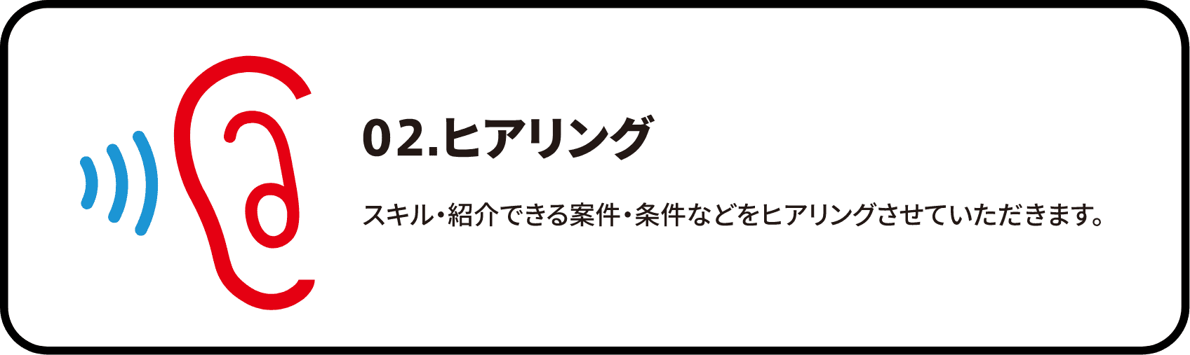 02 ヒアリング　スキル・紹介できる案件・条件などをヒアリングさせていただきます。